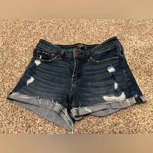 Abercrombie & Fitch Dark Blue Distressed Jean Shorts